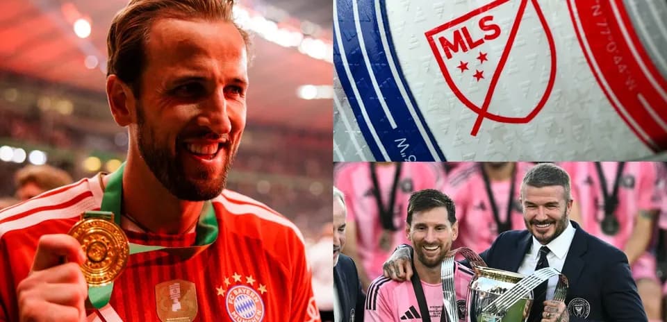 Collage of soccer highlights featuring players and MLS logo