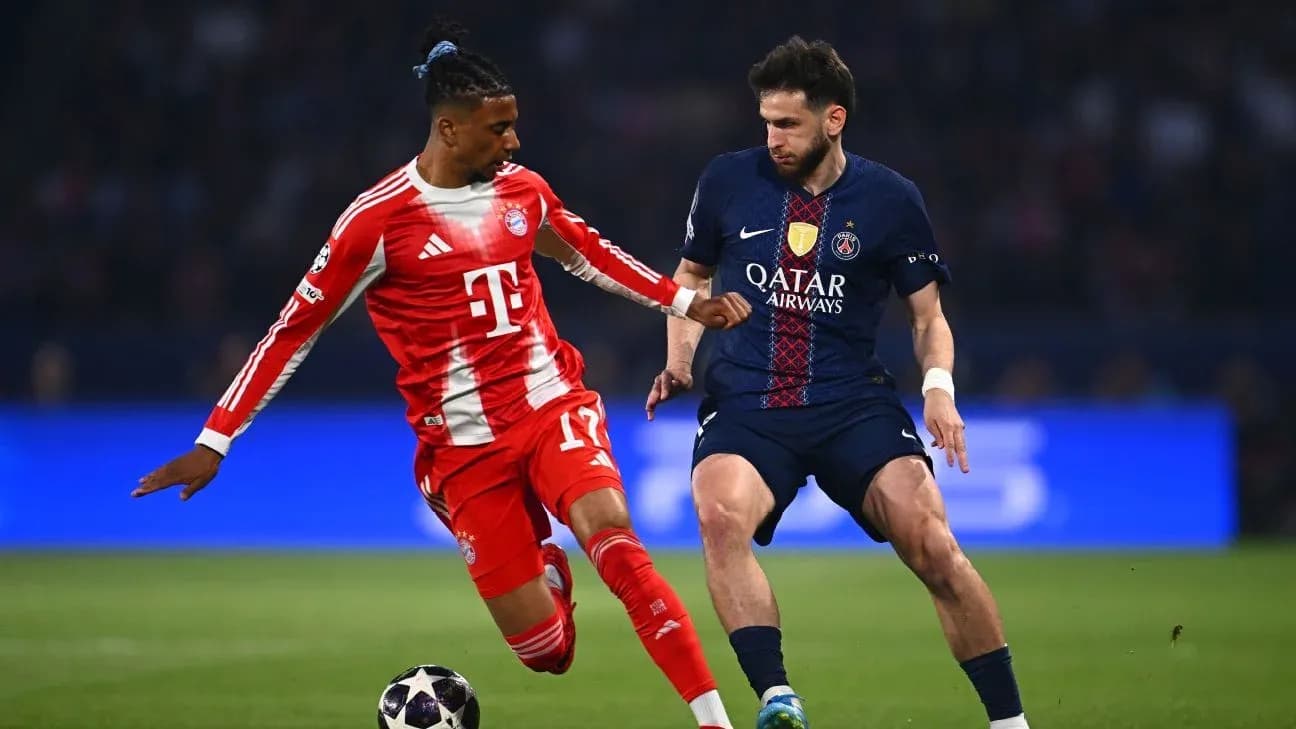 Bayern München player challenges Paris Saint Germain player