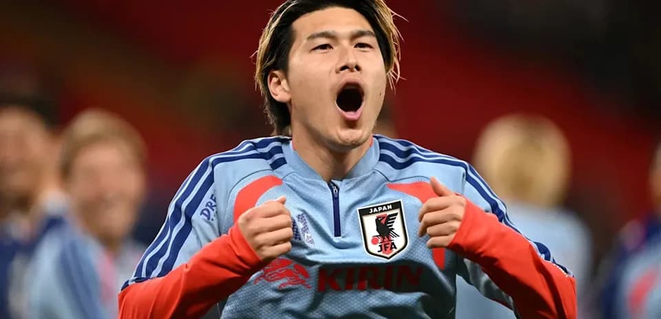 Player celebrating in Japan national team training session