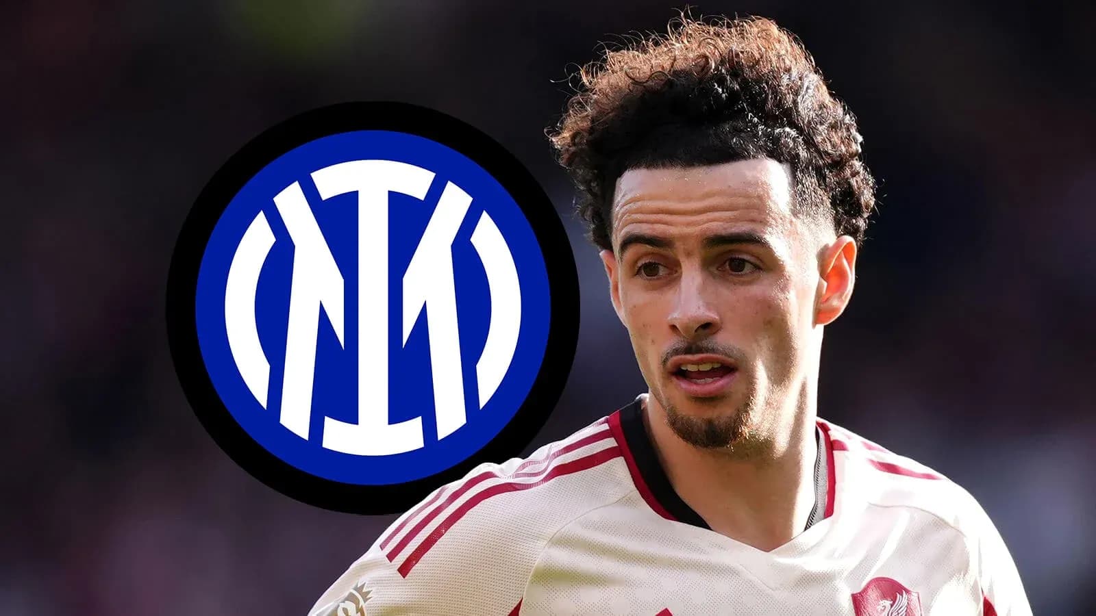Player in jersey with Inter Milan logo behind