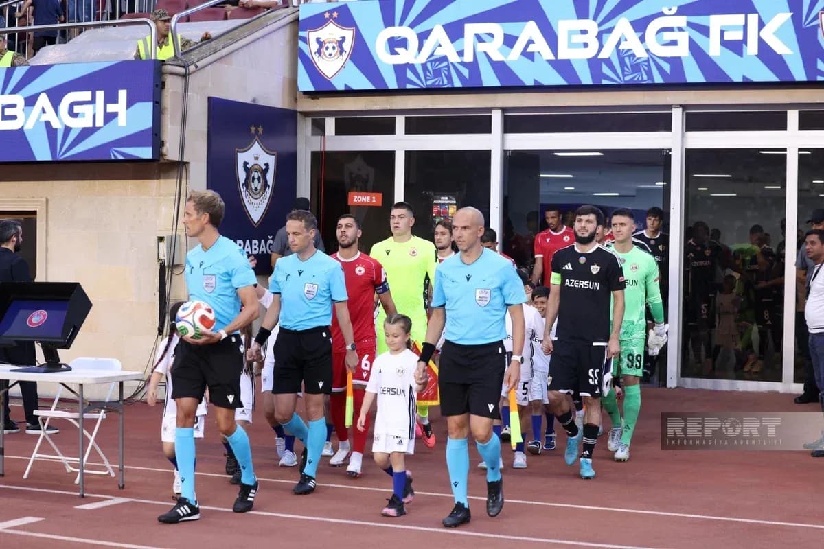 Teams entering the field for UEFA Europa League match