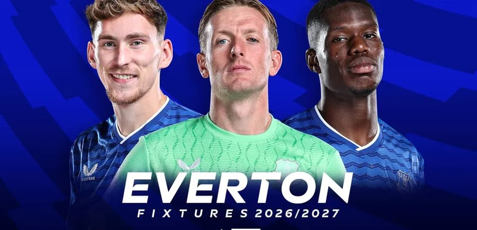 Everton players posed for 2026/2027 fixtures announcement