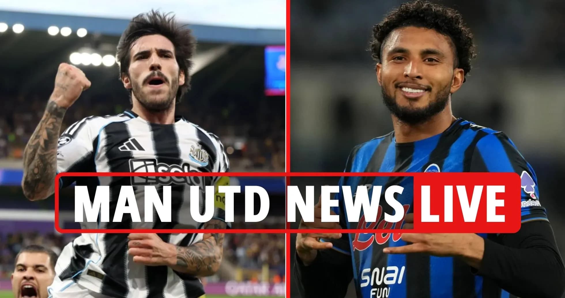 Players from Newcastle and Atalanta celebrating on field