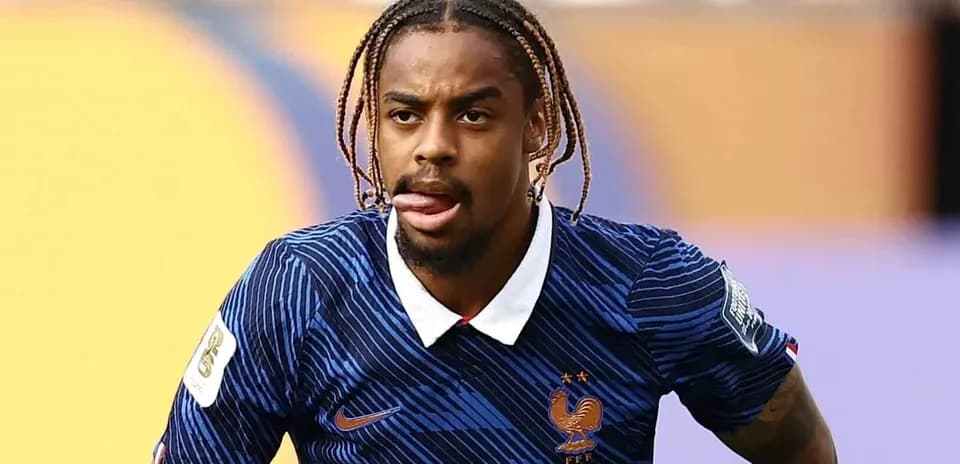 Player in blue France jersey during match