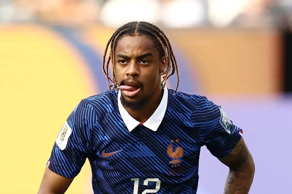 Player in blue France jersey during match