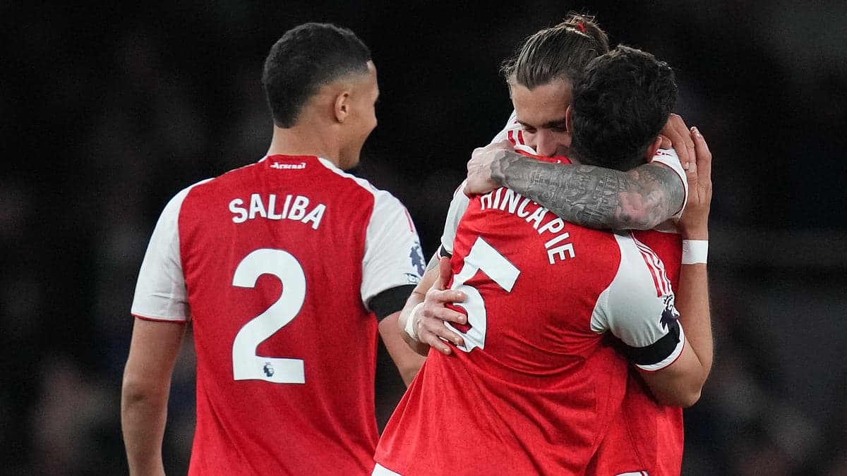 Arsenal players celebrating during match