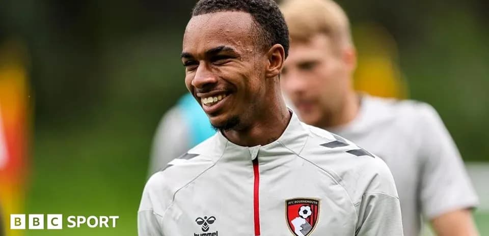 Player smiling during training session at Bournemouth