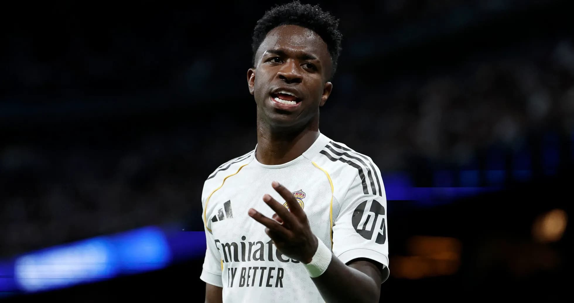 Player gesturing during a match at the stadium