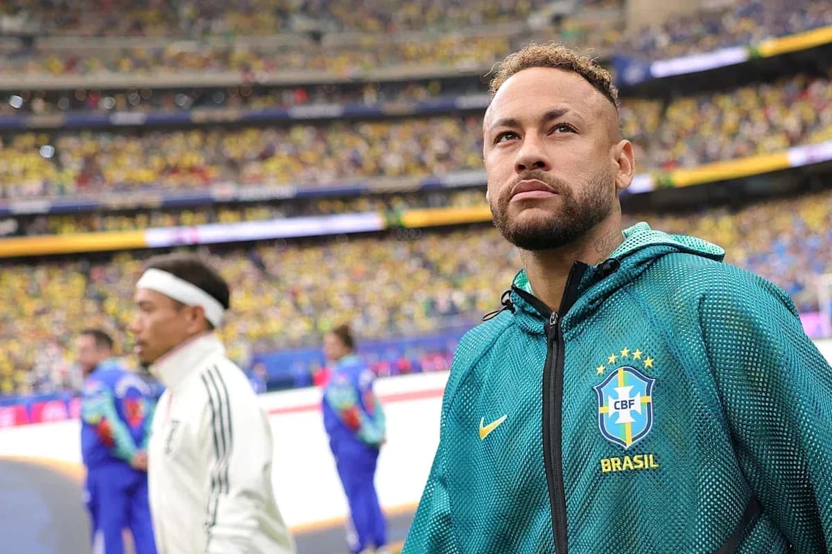 Neymar standing on the pitch before the match