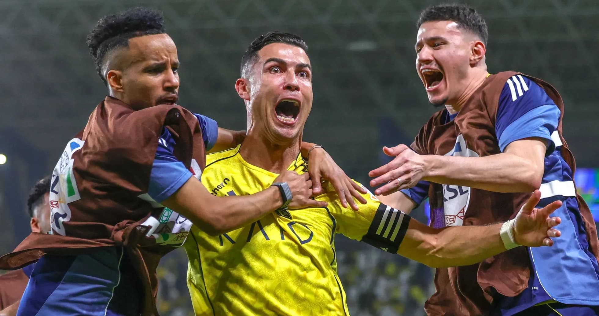 Players celebrating an intense moment on the field