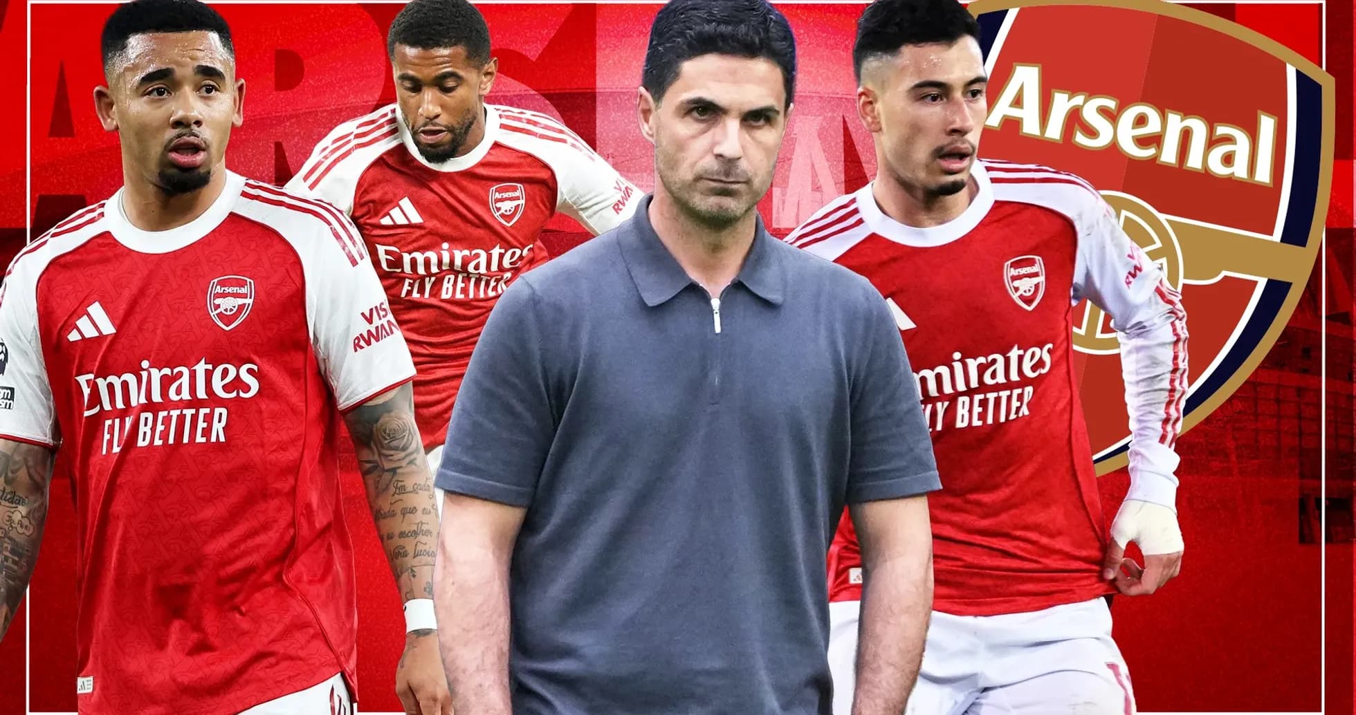 Arsenal players and manager in team attire