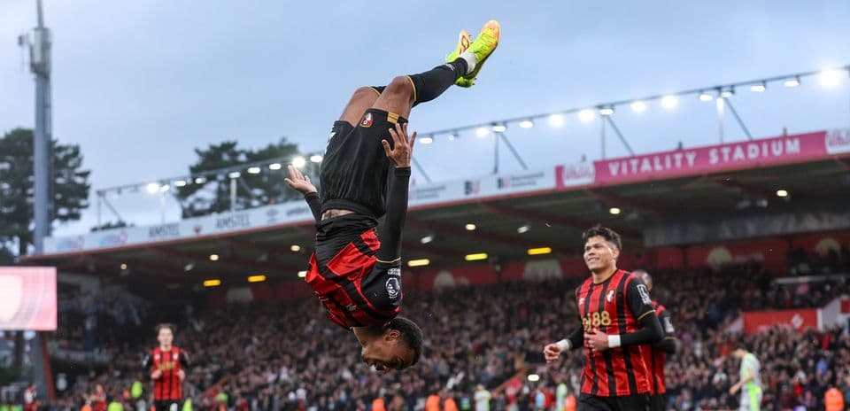 Bournemouth player celebrating a goal at Vitality Stadium