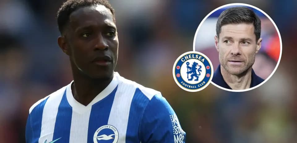 Brighton player in jersey with Chelsea logo overlay