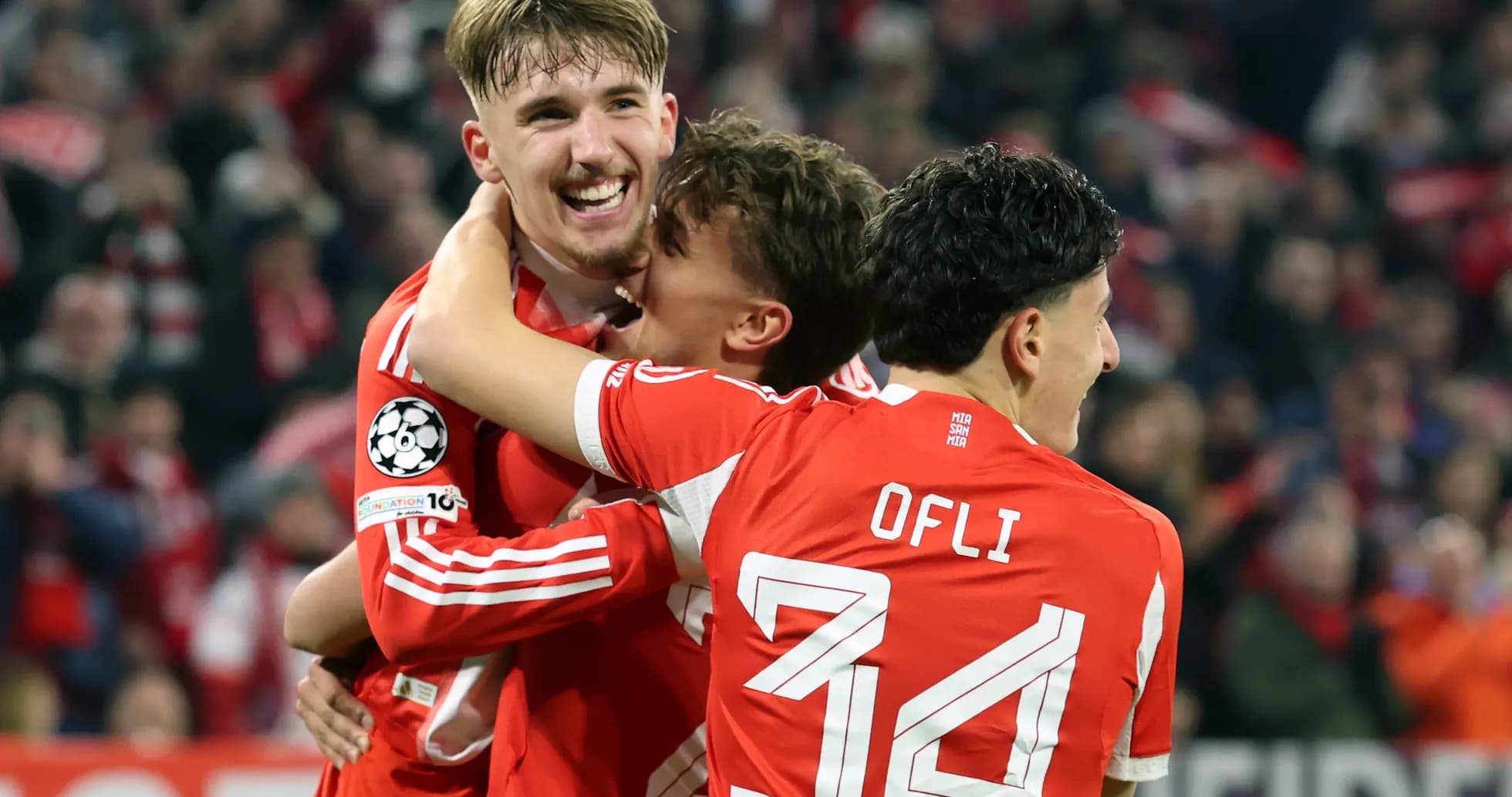Bayern players celebrating a goal during match