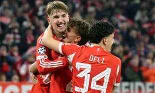 Bayern players celebrating a goal during match