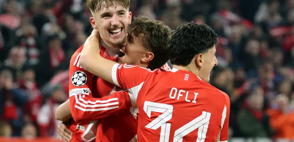 Bayern players celebrating a goal during match