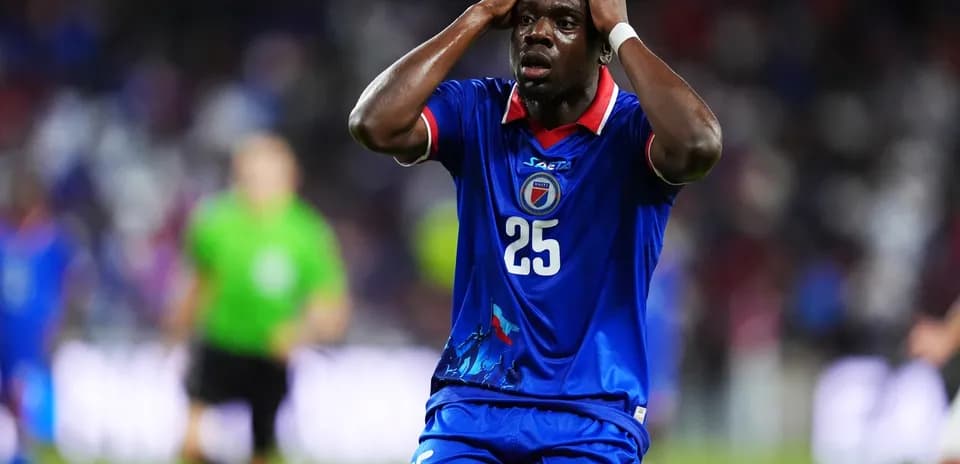 Haitian player reacting during World Cup qualifier