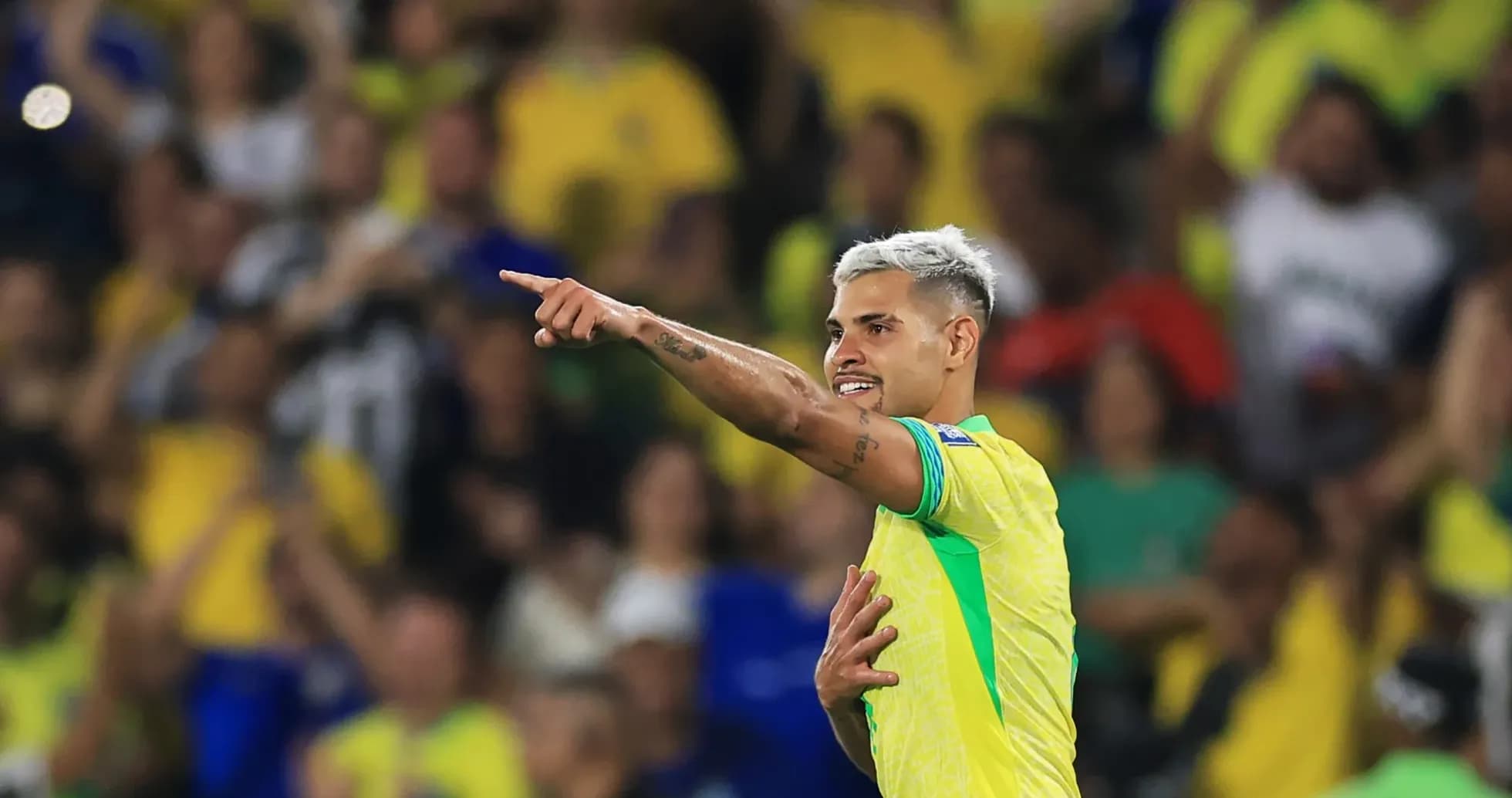 Player celebrating and pointing to the crowd