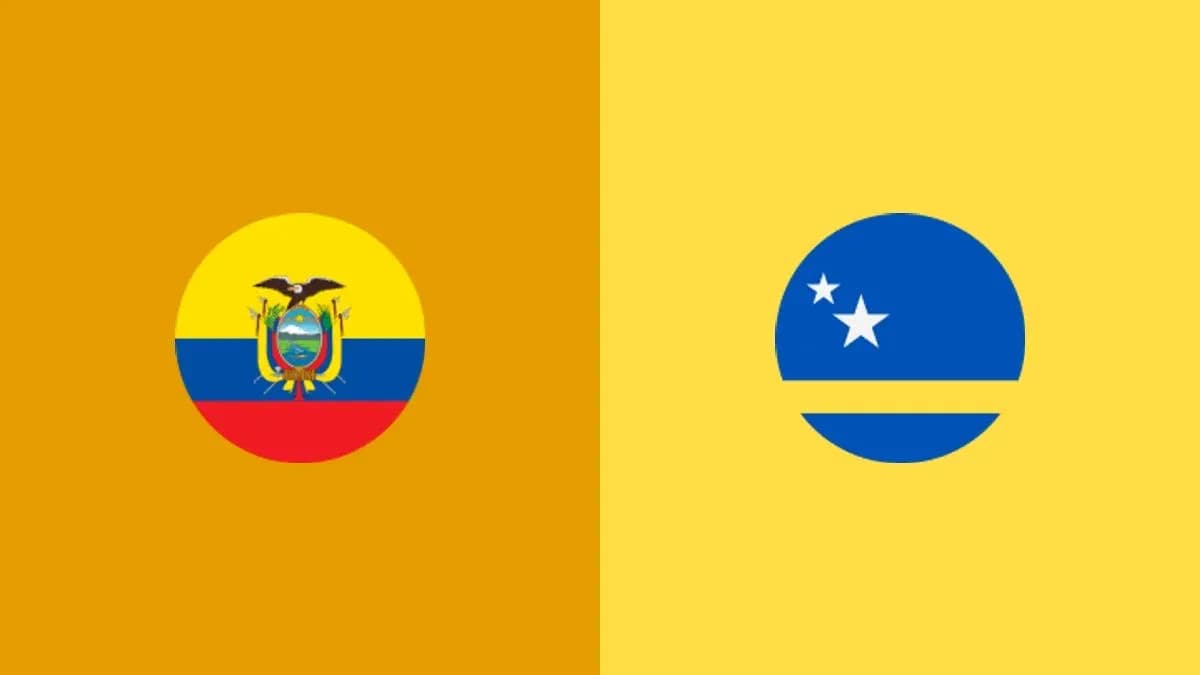 Flags of Ecuador and Curacao on colored backgrounds