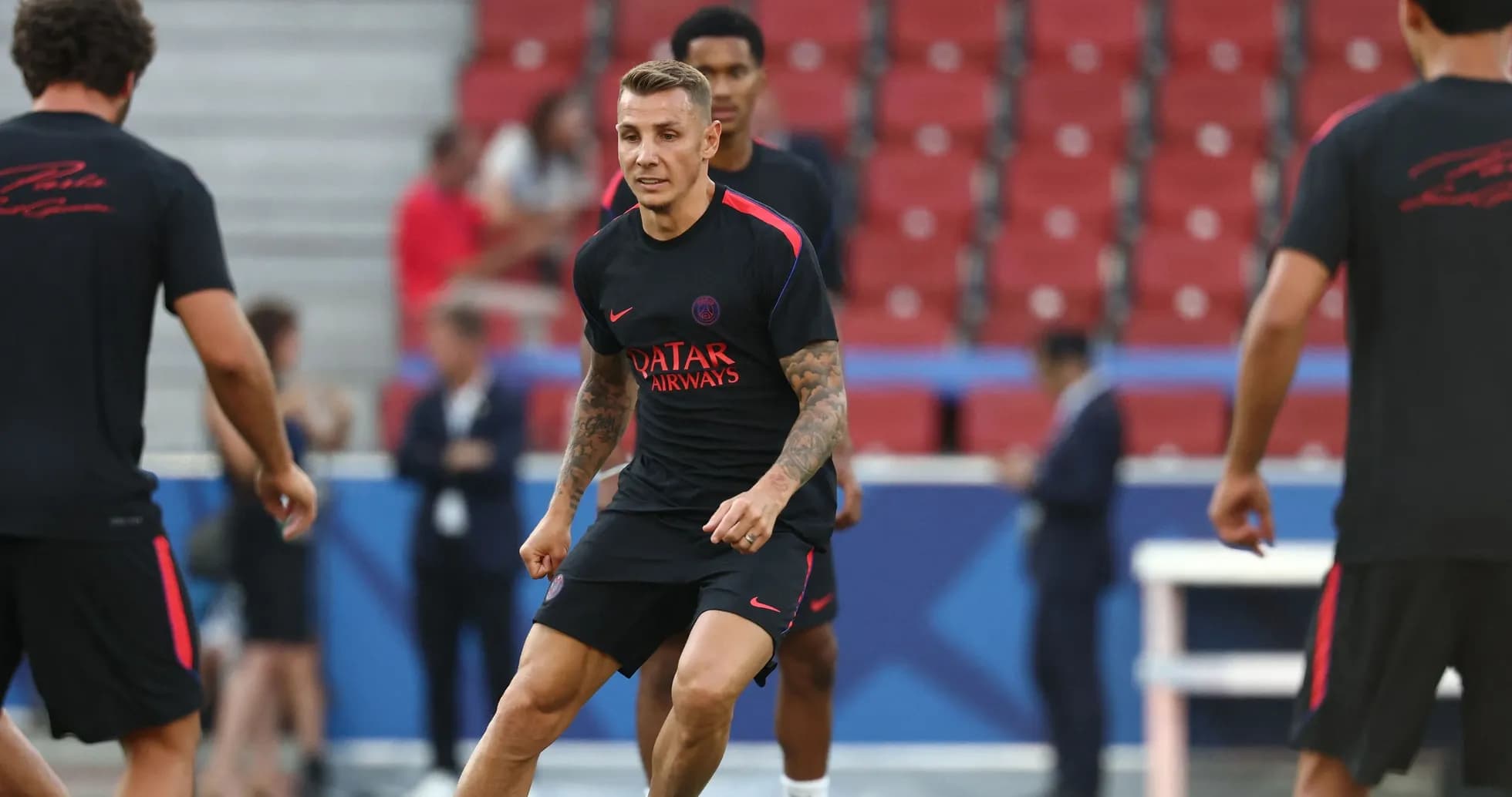 Player training during session at stadium
