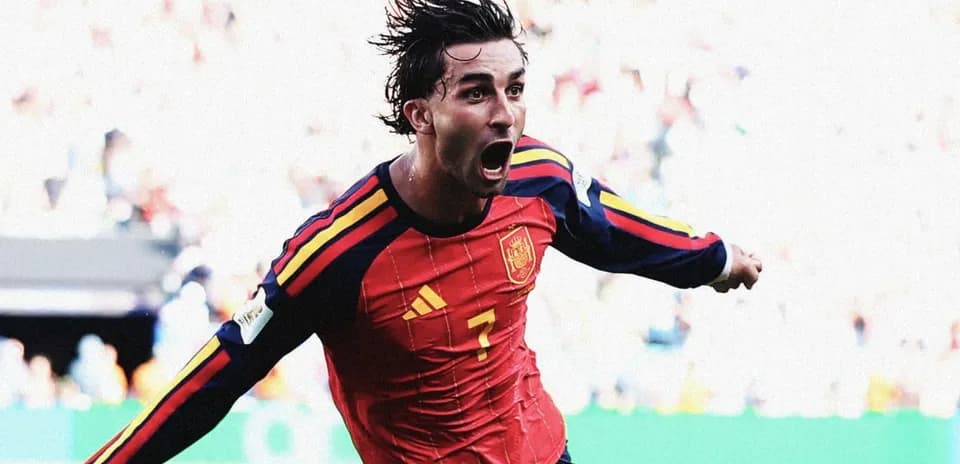 Player celebrating a goal for Spain in match