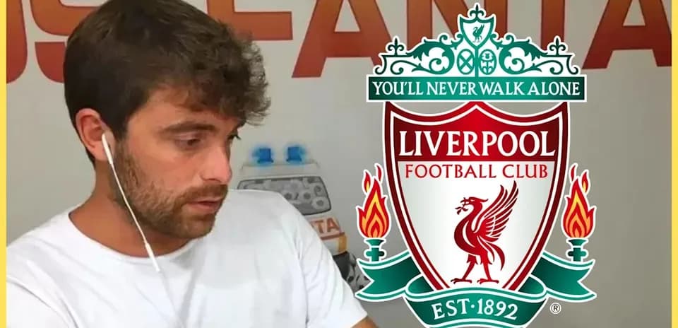 Person with headphones beside Liverpool FC logo