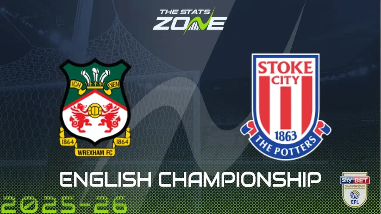 Wrexham FC and Stoke City logos with Championship title
