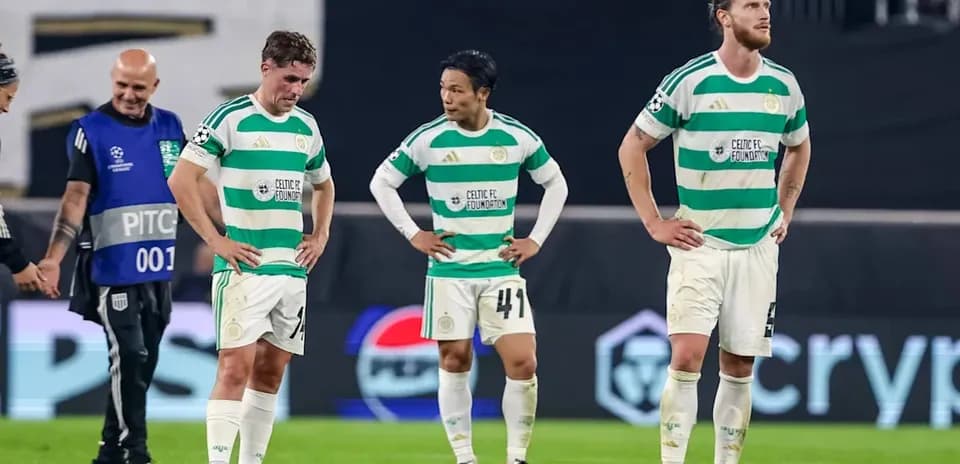 Celtic FC players looking dejected after match