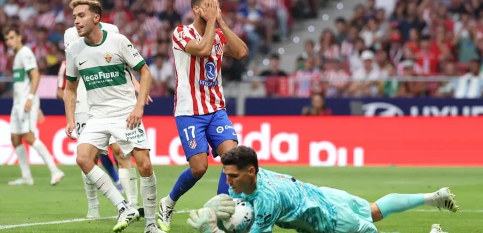 Elche player reacting during Atletico Madrid match