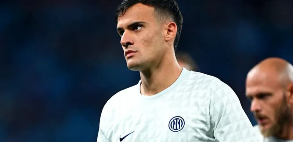 Player in Inter Milan kit during warm-up