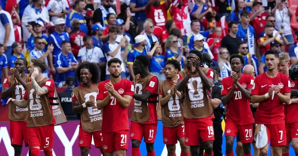 Canada team applauding fans after the match