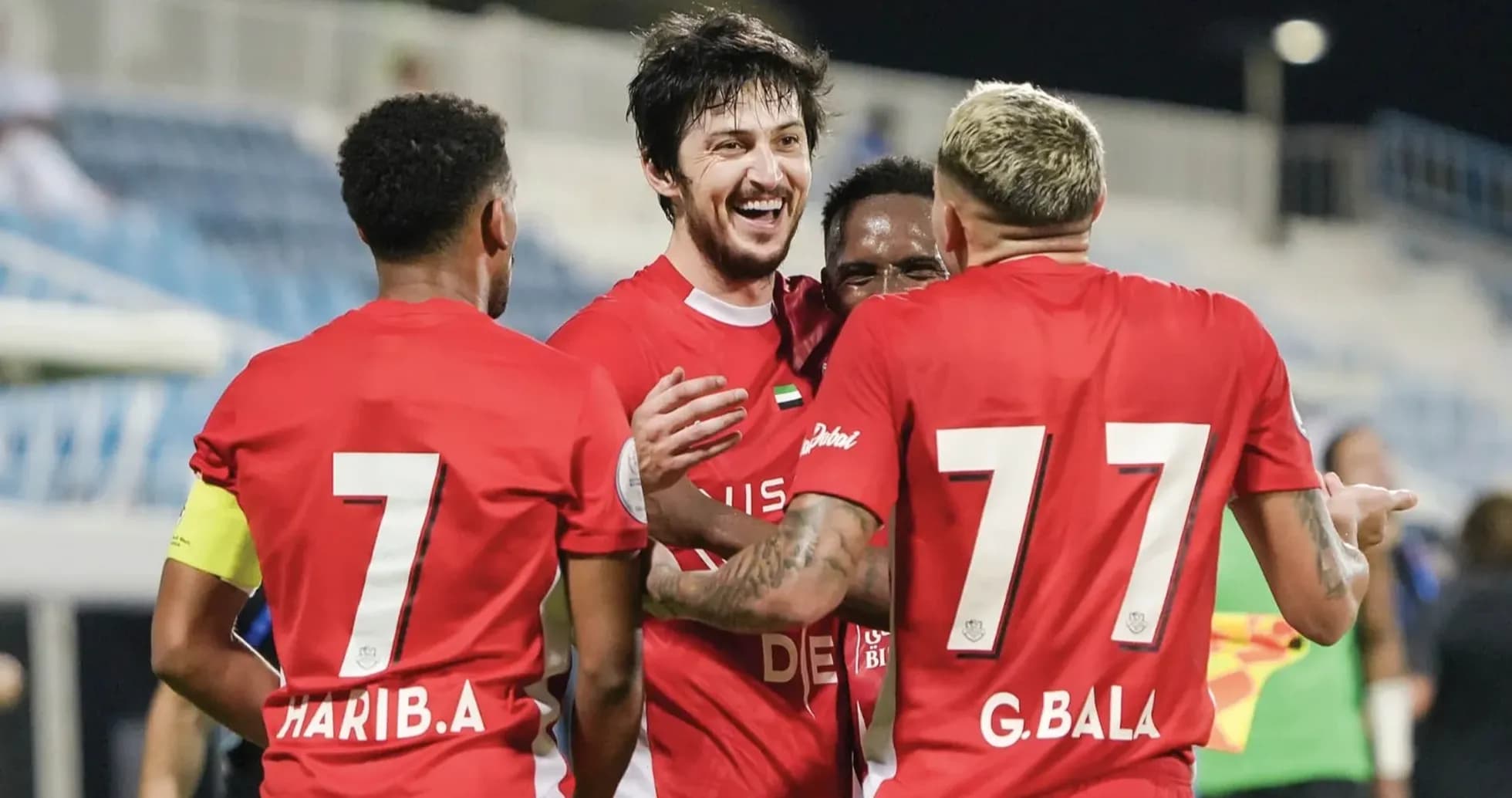Players celebrating during Bani Yas U23 match