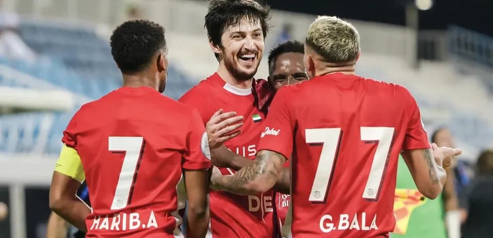 Players celebrating during Bani Yas U23 match