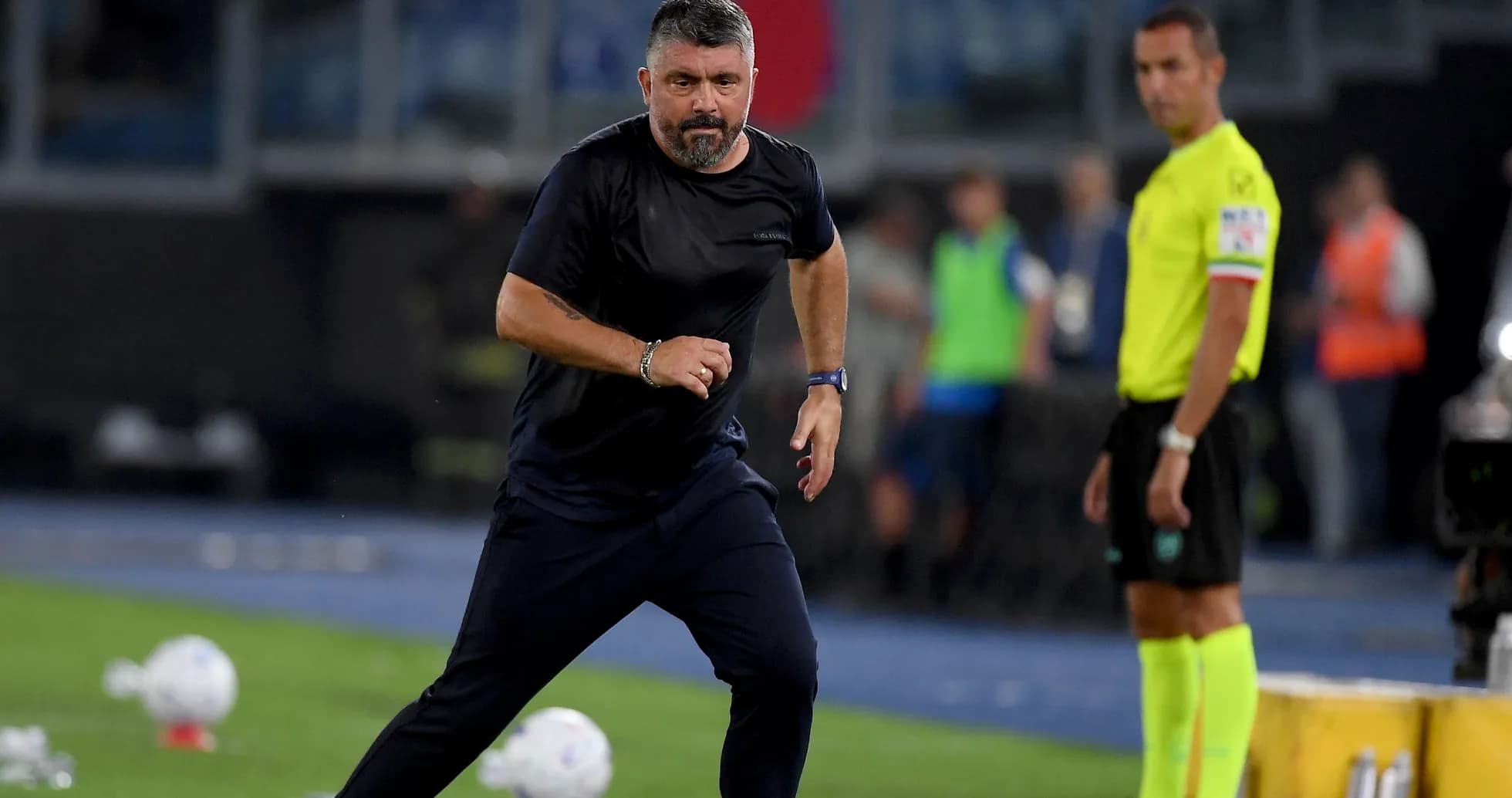 Coach running on the sidelines during a match