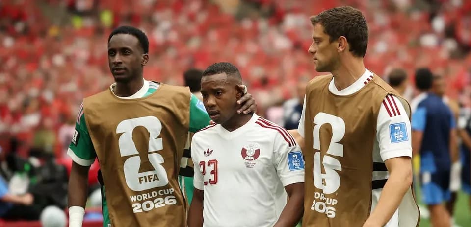 Players leaving the pitch during World Cup match