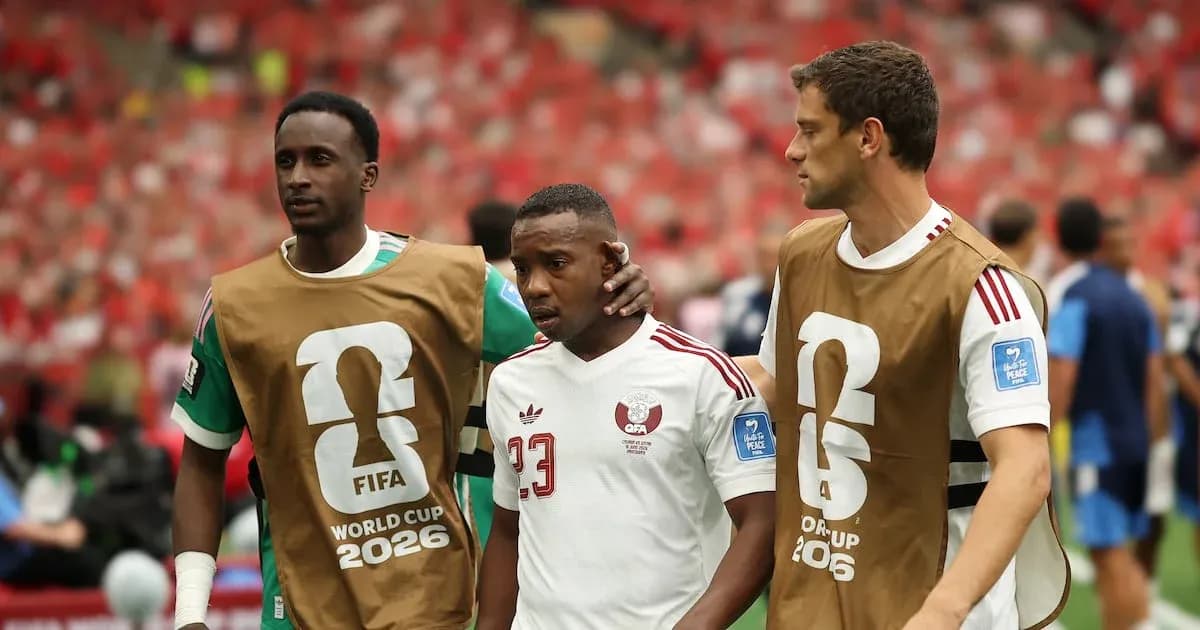 Players leaving the pitch during World Cup match