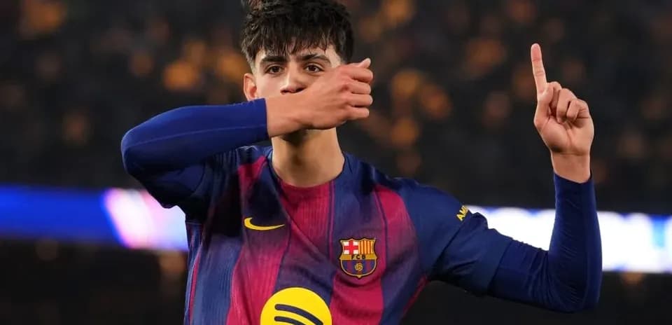 FC Barcelona player celebrating a goal on pitch