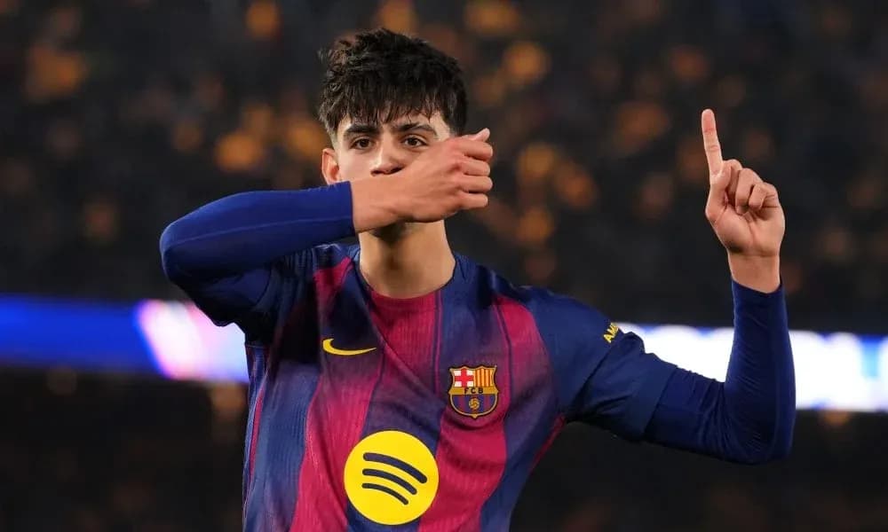 FC Barcelona player celebrating a goal on pitch