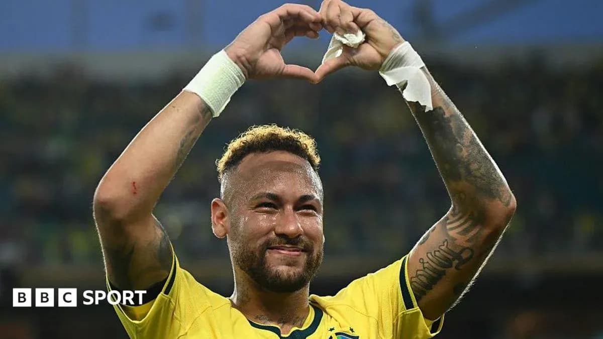 Neymar celebrating by making heart gesture
