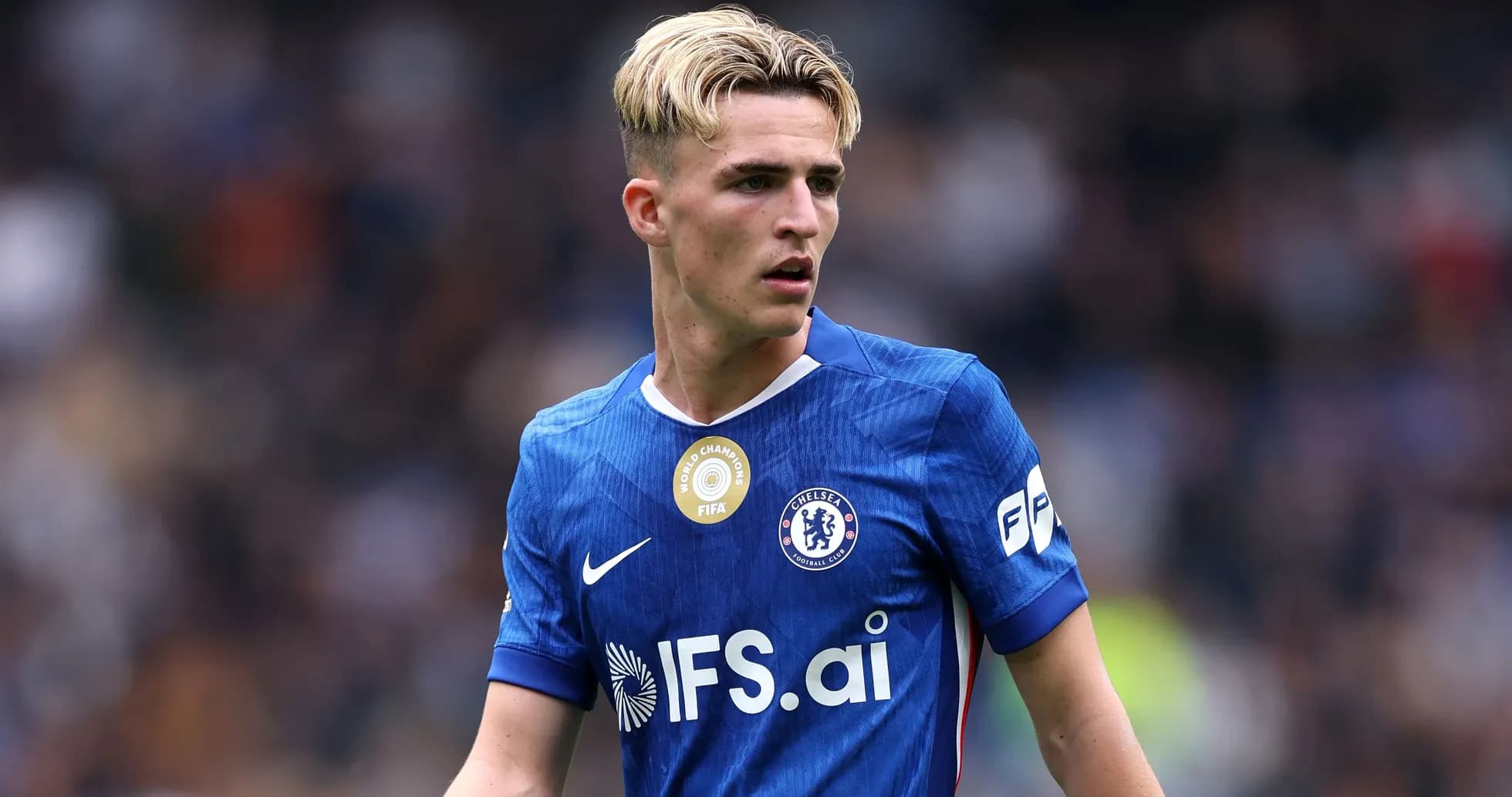 Chelsea player during match in blue jersey