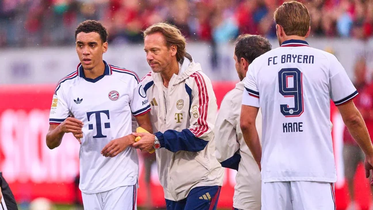 Bayern Munich players interacting on the pitch
