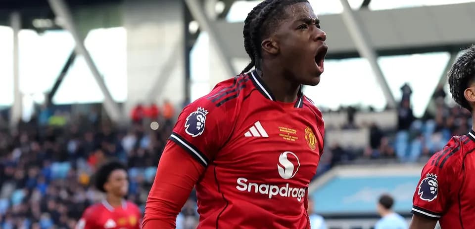 Manchester United player celebrating a goal during match
