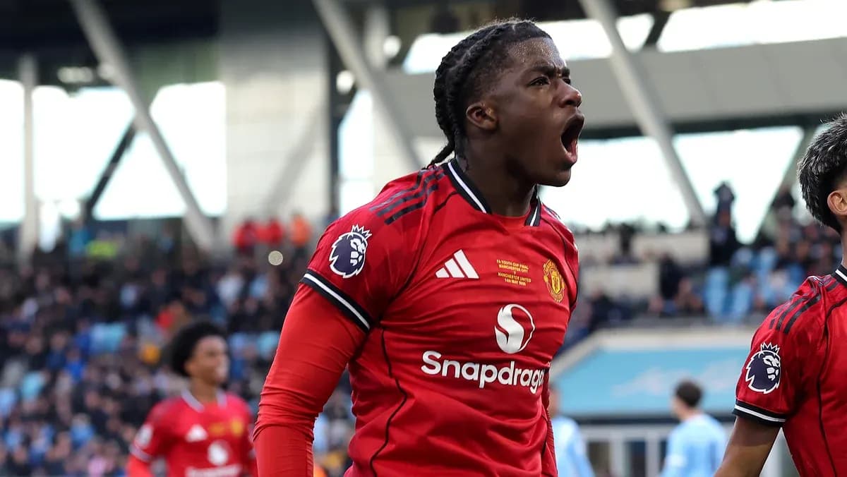 Manchester United player celebrating a goal during match