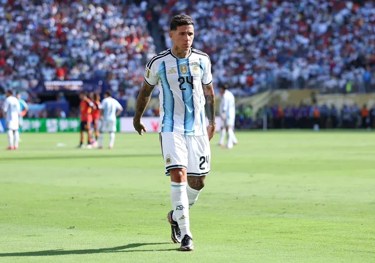 Argentinian player walking on field during match
