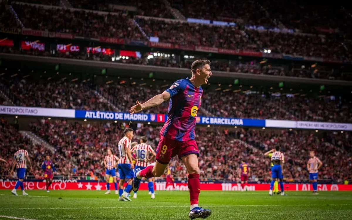 Player celebrating goal during Barcelona vs Atletico Madrid