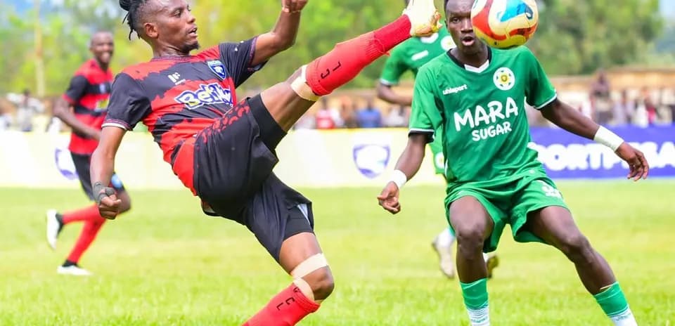 Player kicking ball during Murang'a SEAL match