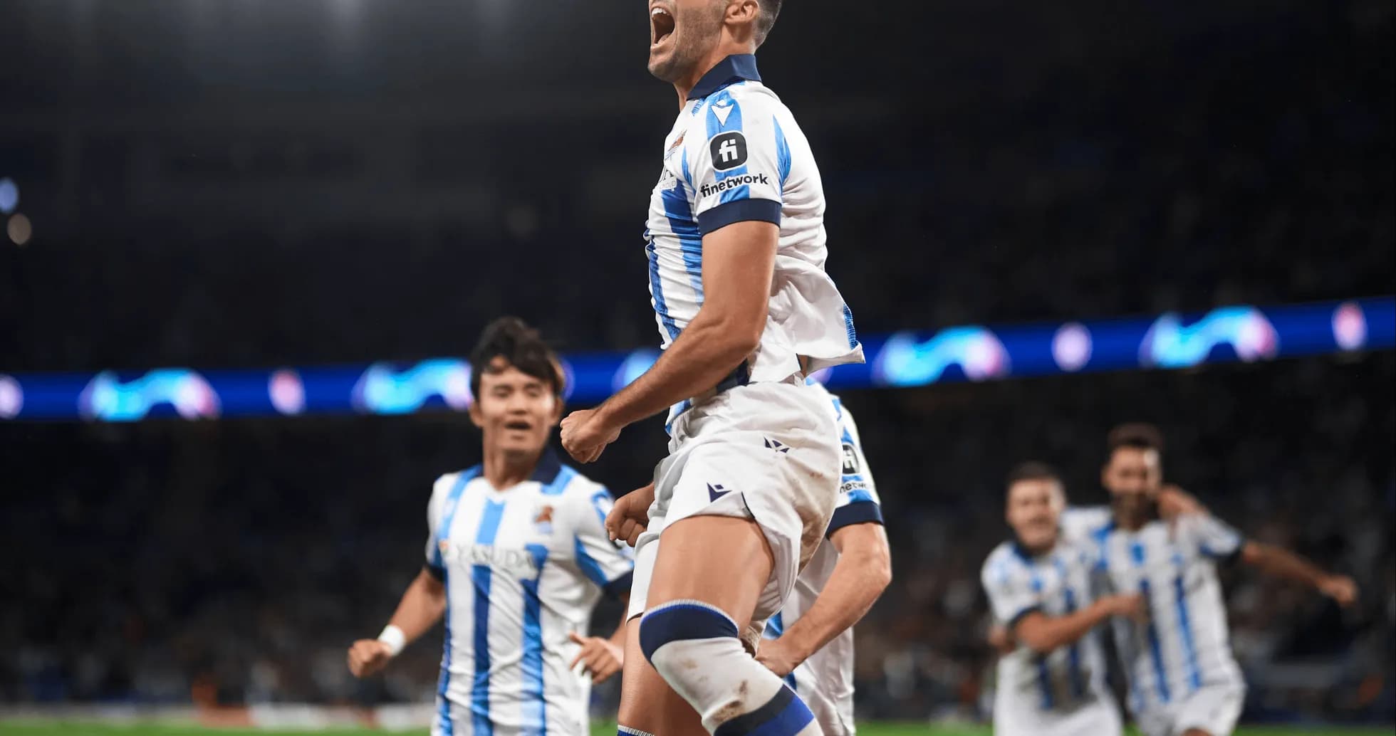 Real Sociedad player celebrating goal during match