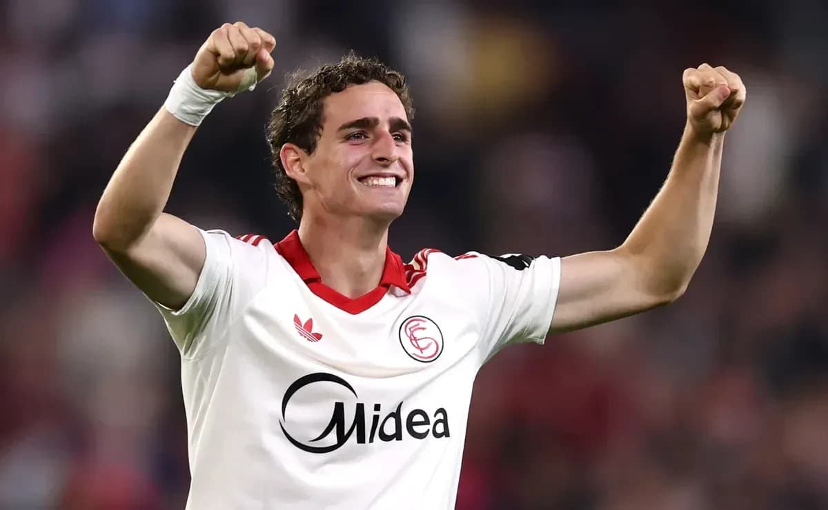 Sevilla player celebrating during match