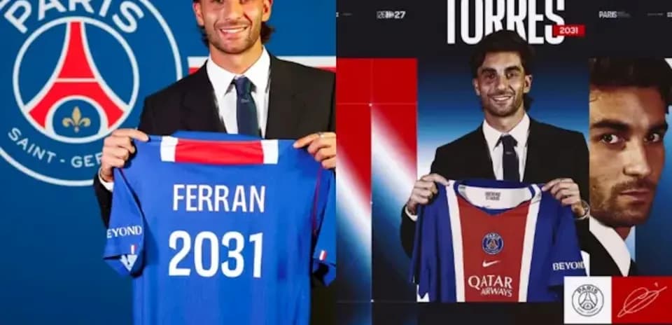 Player presenting jersey at Paris Saint-Germain announcement