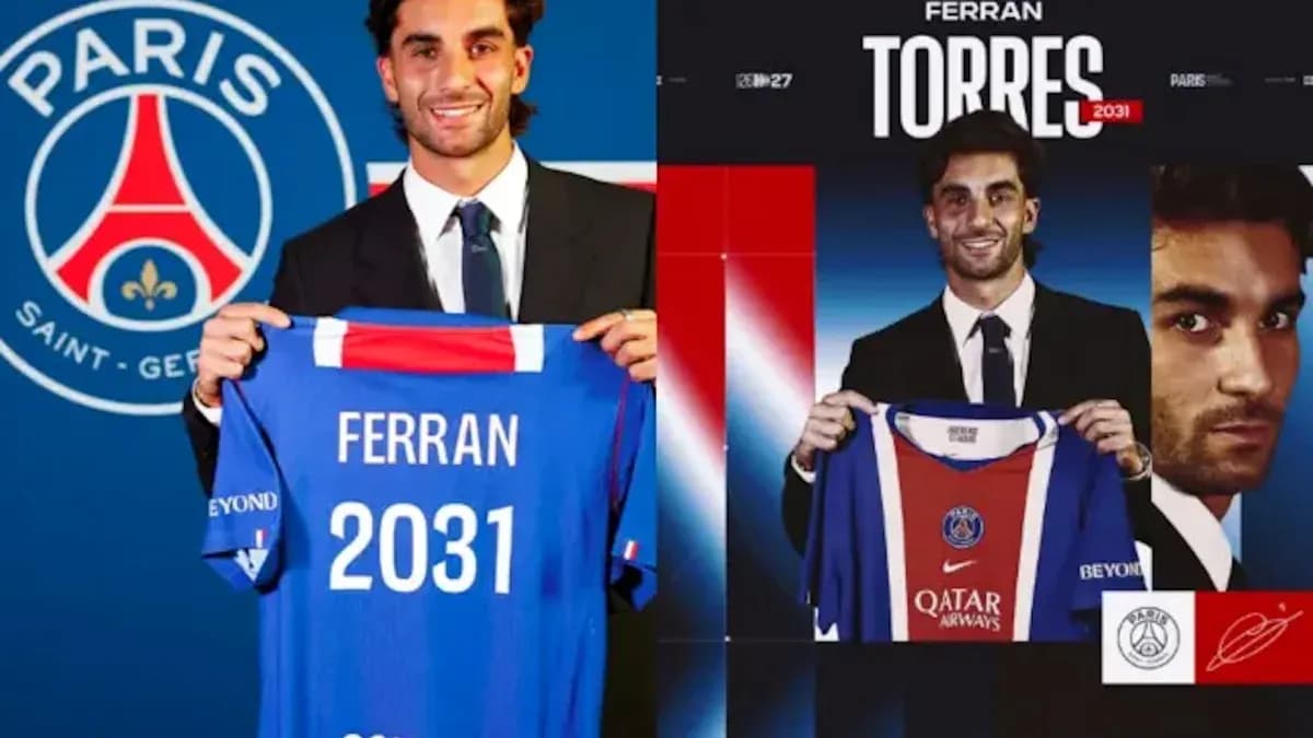 Player presenting jersey at Paris Saint-Germain announcement